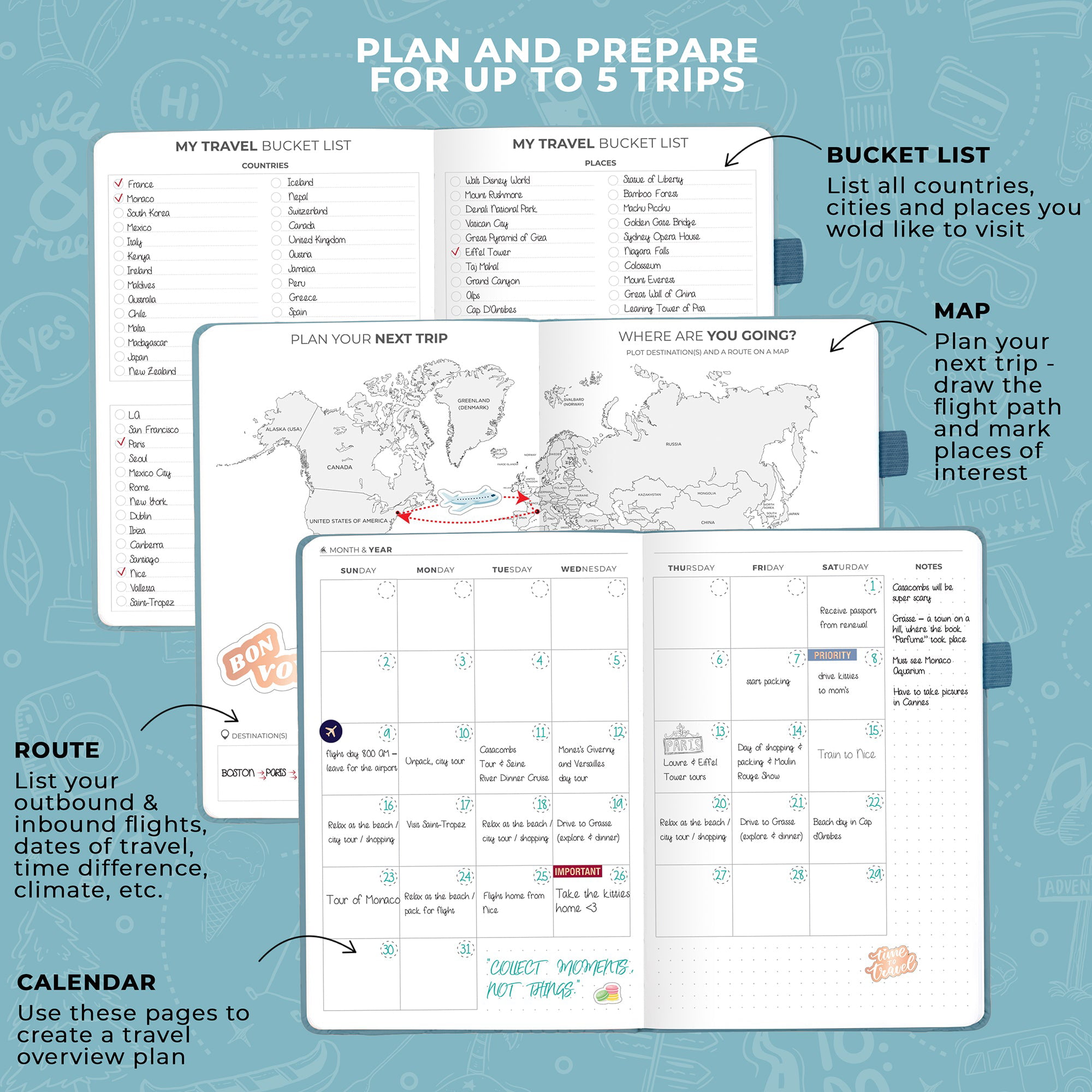 Clever Fox Travel Journal – Vacation Planner with India