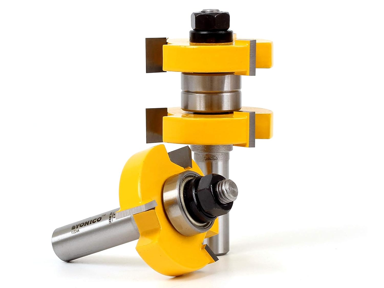 Tongue & Groove Router Bit Set - 1-1/2" Stock - 1/2" Shank - Yonico 15224