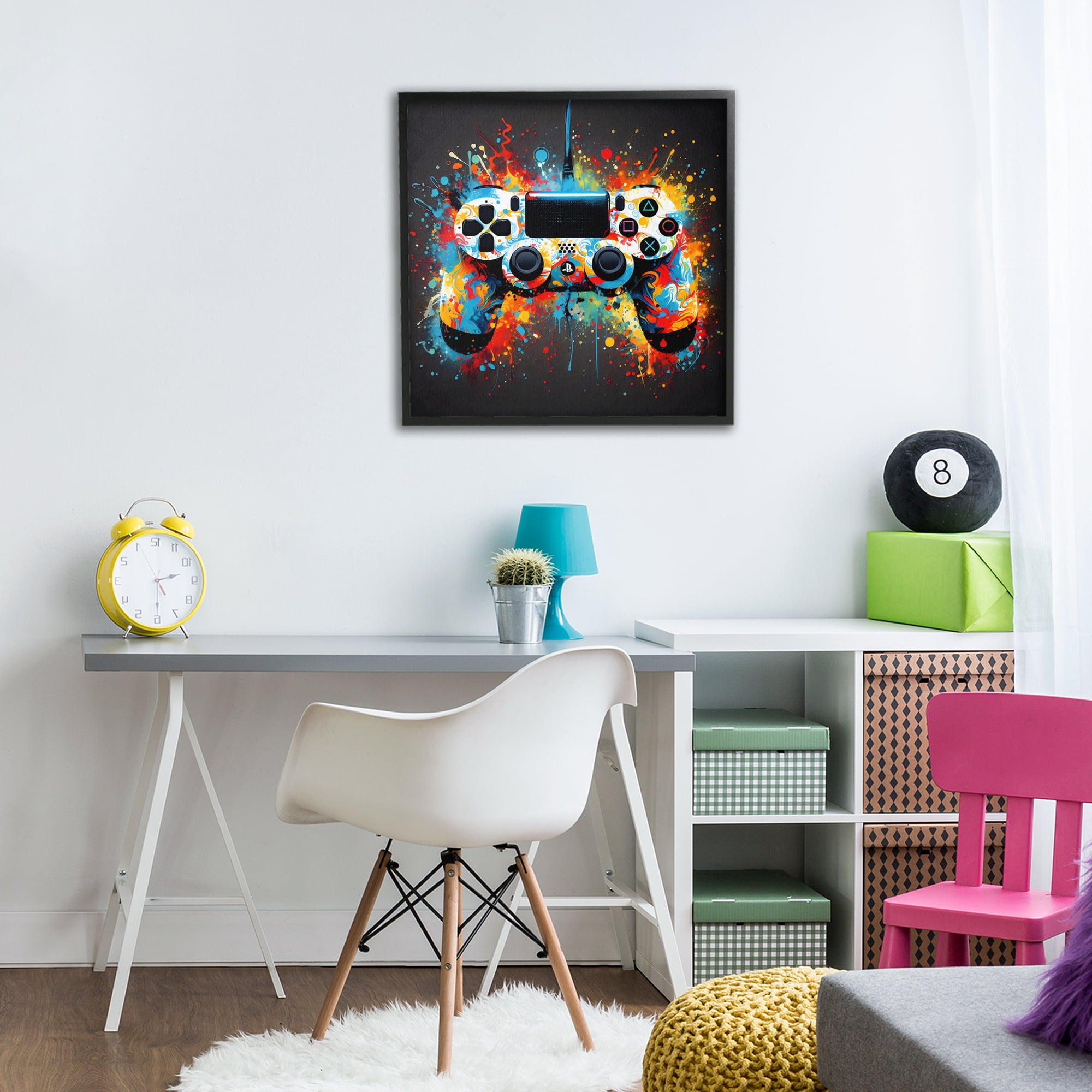 Stupell Industries Colorful Controller Swirl Black Framed Giclee Art, design by Creative Studio