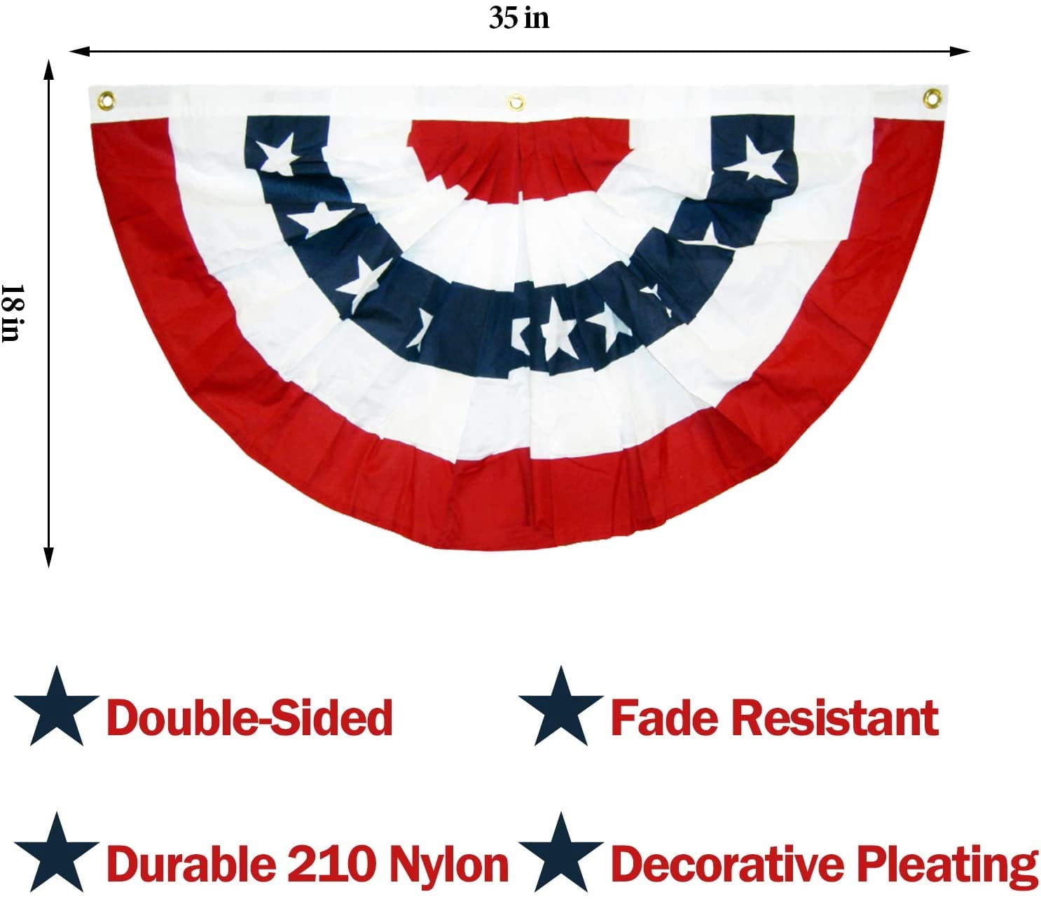 USA Patriotic Pleated Fan Flags, 10 Pack, 3x1.5 Ft American Bunting Banner Stars and Stripes Flag for Memorial Day and 4th of July