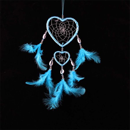 Ins Wall Ornaments Love Heart Car Interior Dream Catcher Feather Wind Chimes LAKE BLUE