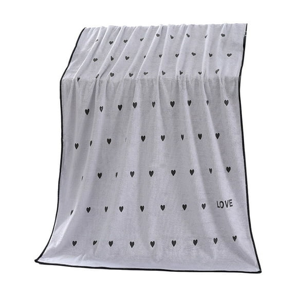 Bath Towel Large Beach Towel Soft Absorbent Quick Dry Towel with Heart Pattern Couple Towel for Bathroom Pool Home Use Valentine Gift Lightweight Terry Towel