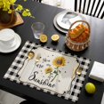 thumbnail image 3 of Sunflowers Placemats Set of 6, Yellow Floral Botanical Black White Checkered Rustic Placemats for Dining Table, Place Mats for Kitchen Tabletop, Waterproof Wipeable Dining Table Mats Set, 3 of 9