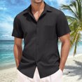 thumbnail image 2 of Mens Shirts,Short Sleeve Shirt Solid Color Casual Beach Holiday Top Summer Breathable Shirt,Tshirts Shirts for Men,M,Black, 2 of 5