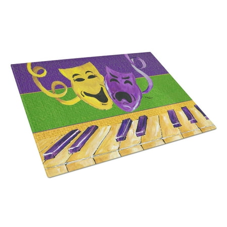 

Caroline s Treasures Mardi Gras Key Board with Comedy and Tragedy Glass Cutting Board
