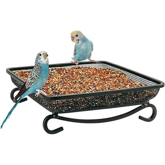 HTOOQ Ground Bird Feeder Tray, Metal Platform Mesh Seed Tray for Bird Feeders, Great Attracting Garden Yard Decoration for Wild Birds Squirrels Dove (1 Pack)