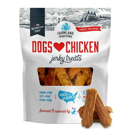 UPC: 0884713001284 | Farmland Traditions Chicken Flavor Jerky Treats for Dogs 16 oz.