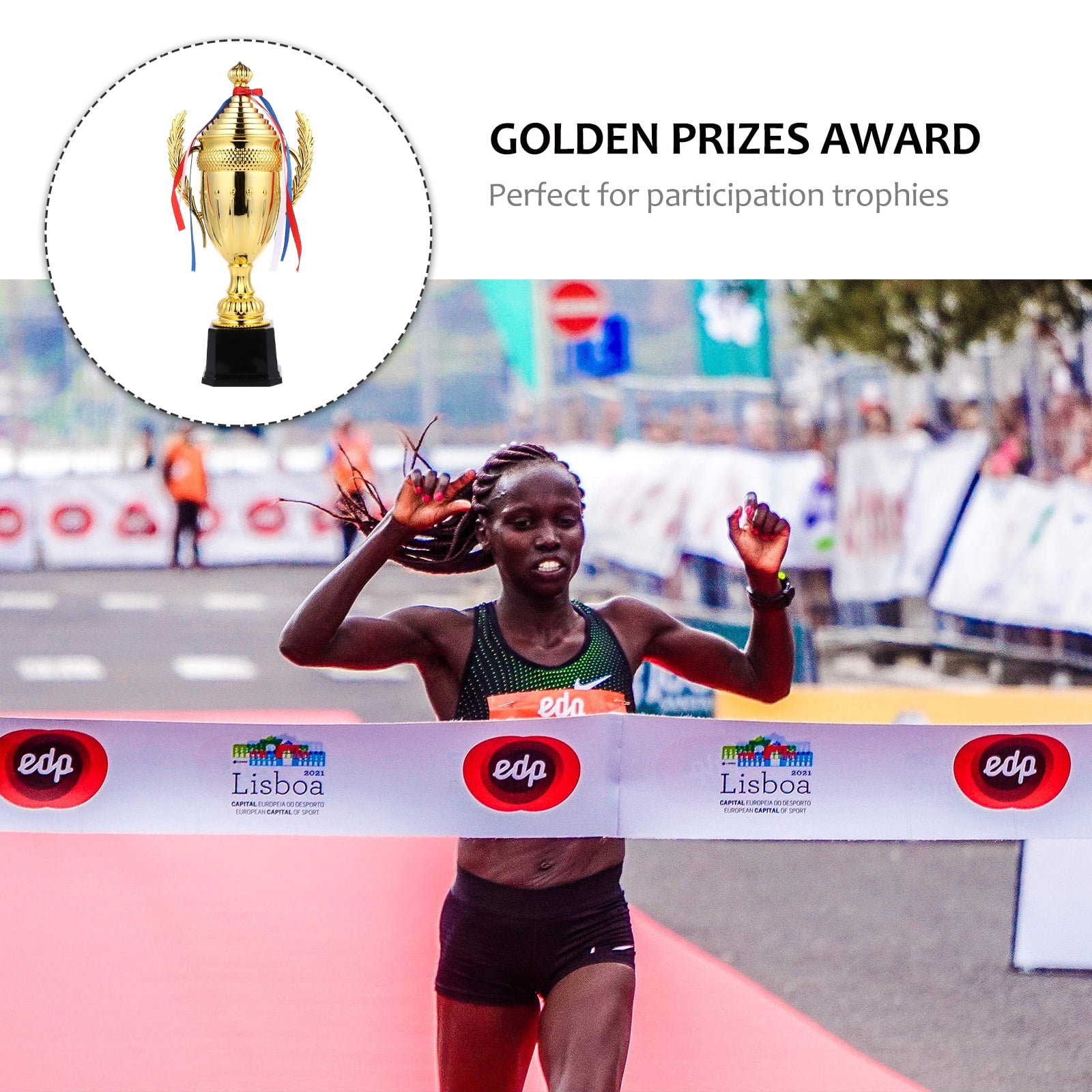 Set of 2 Plastic Award Bodybuilding Trophy Big Football Mini Trophies Funny with Cover Gold Child