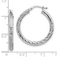 thumbnail image 5 of Auriga Fine Jewelry 10K 3x20 White Gold Diamond-cut Round Hoop Earrings for Women, 5 of 5