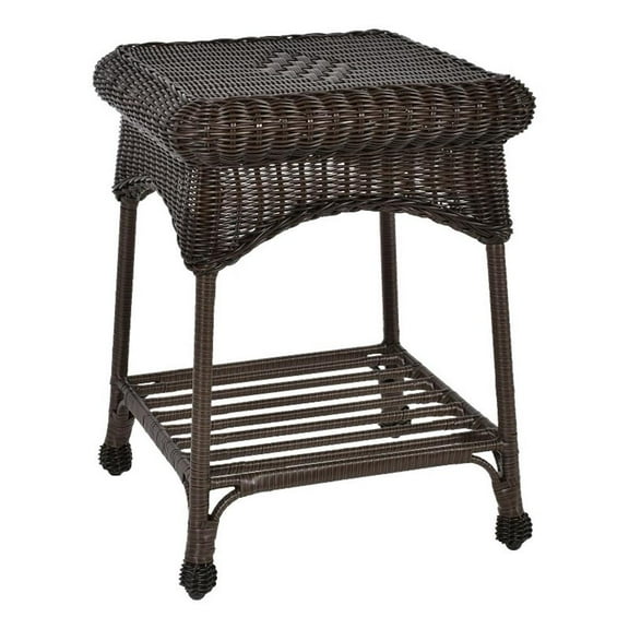 Afuera Living Contemporary Wicker Patio End Table in Espresso