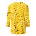 thumbnail image 5 of Teissuly Women's Fashion Printed T-shirt Mid-length 3/4 Sleeves Blouse Round Neck Casual Tops, 5 of 5