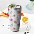 thumbnail image 4 of 30oz Pioneer Flower Floral Print Pattern Tumbler, Double Wall Vacuum Insulated Cup, BPA-Free Leak Proof Lid & Reusable Straws, Hot 12h, Cold 34h, 4 of 6