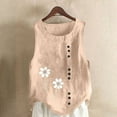 thumbnail image 2 of Birdeem Tank Top for Women Womens Printing Color Tank Top with Round Neck Faux Cotton and Linen Button Design and A Sense of Top with Round Neck Tank Tops, 2 of 12