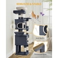 thumbnail image 2 of Cat Tree, 62.6‑Inch Tall Multi‑Level Cat Tower for Indoor Cats with Scratching Posts, Platforms, Cat Caves and Basket, Dark Gray, 2 of 9