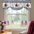 thumbnail image 2 of 4th of Tie Up Valances Curtain, Adjustable Kitchen July Patriot Red Texas Stars Blue Plaid Valances for Windows Decor, Rod Pocket Short Curtains Set for Bedroom/Bathroom, 60"x18", 2 of 9