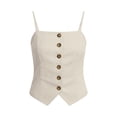 thumbnail image 7 of SHTXOZHI Womens Linen Tank Tops Spaghetti Strap Button Front Cropped Tees Square Neck Comfortable Casual Top, 7 of 7