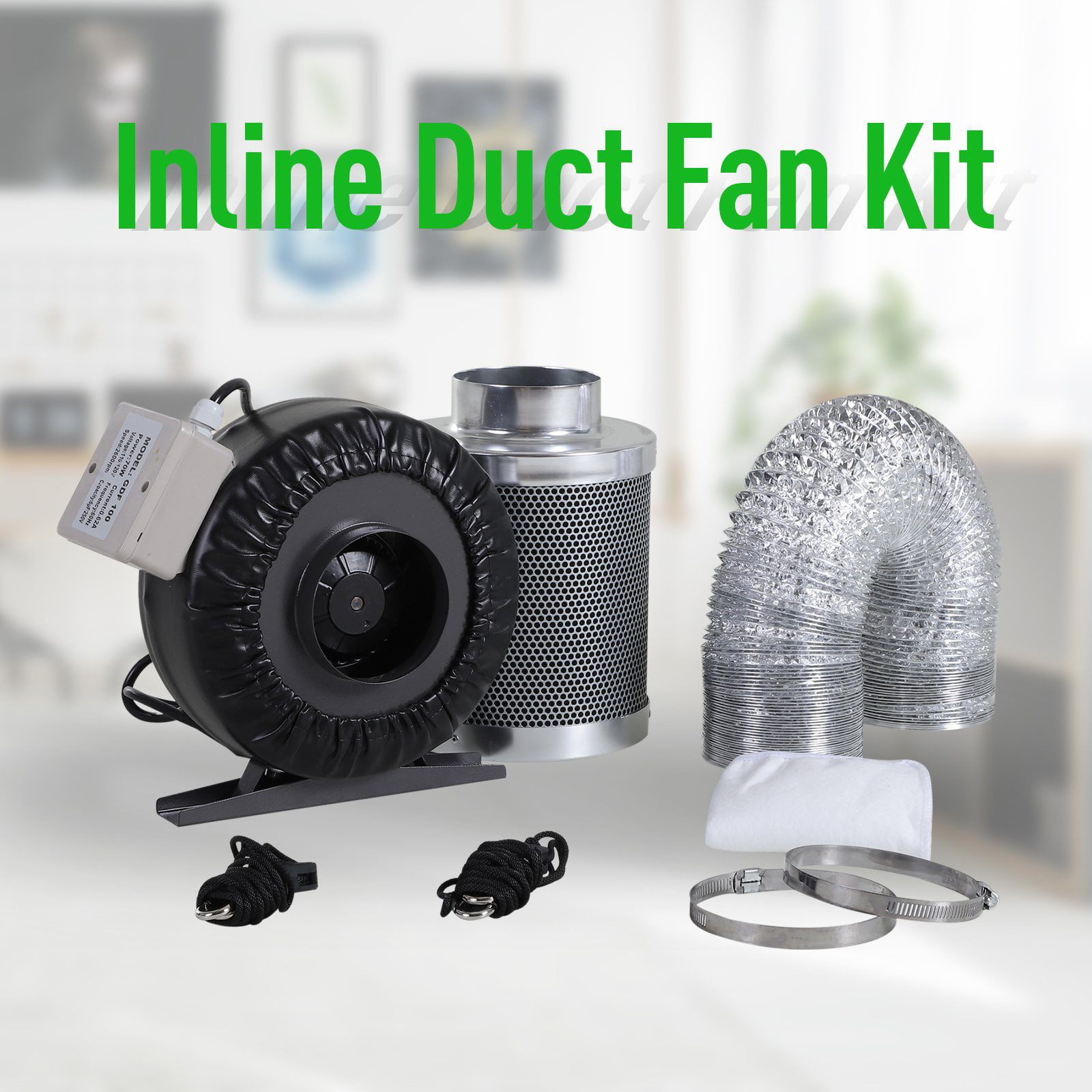 4" Carbon Filter In Line Fan & Duct Kit Hydroponic Tent Room Grow Ventilation