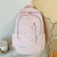 thumbnail image 3 of Nylon School Backpack, Lightweight Backpack with Bow Pendant, Spacious Trendy Backpack for Travel College Work, Pink, 3 of 6