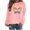 Pink, variant on Augper Women's Butterfly Graphic Print Round Neck Long Sleeve Sweatshirt Tops Pullovers