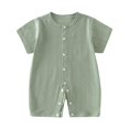 thumbnail image 2 of Riecok Infant Toddler Cotton Short Sleeve Bodysuit Creeper Comfortable Breathable Summer Solid Color Knit Snap Crotch 0-2Y Green 3 M, 2 of 3