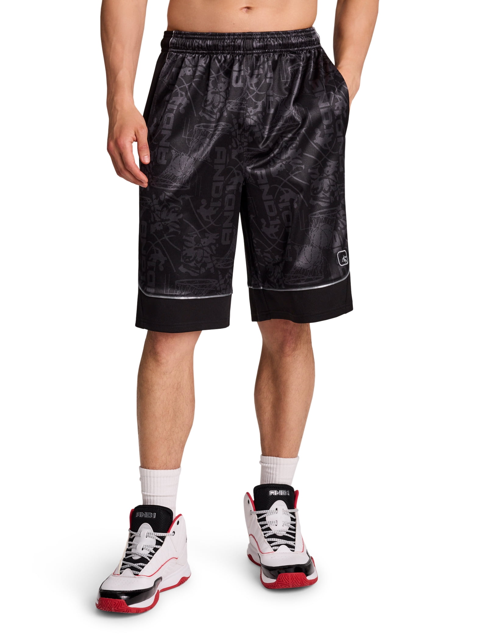 AND1 Men's and Big Men's All Court Short, 11" inseam, up to Size 5XL