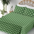 thumbnail image 3 of Ambesonne Scale Print Fitted & Flat Sheet with Sham 3 Pcs Set, Leafy Fish Skin Motif, Twin XL, Fern Green, 3 of 5