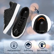 AOMAIS Women Glitter Sneakers Sparkly Low Top Sequins Sneakers Lace Up Tennis Shoes Comfort Bling Shoes Fashion Shiny Walking Shoes(Black Glitter US11)