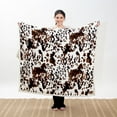thumbnail image 4 of CARSTENS, INC. Wrangler Ultra Premium Super Soft Plush Sherpa Fleece Oversized Throw Blanket 54" x 68", Tri-Color Cowhide, 4 of 7
