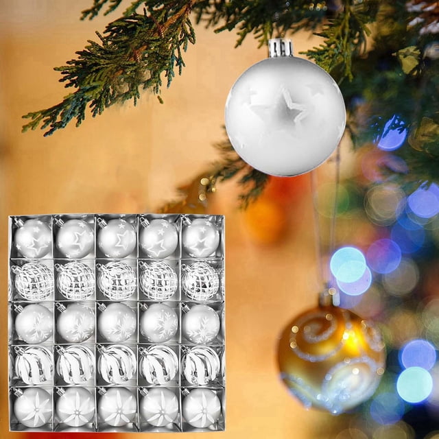 Adornos navideños, adornos navideños, regalos navideños Un juego de decoración navideña de 25 bolas pintadas de 6 cm Una bola