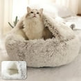 thumbnail image 3 of DABEI Plush Round Hooded Pet Bed, Warm Dog Bed For Small Dogs, Fluffy Soft Cat Bed, Donut Pet Cushion, 3 of 13