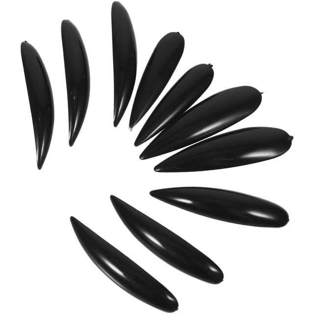 BESTYASH 5Pcs Nails Black Artificial Fake Nails Supply