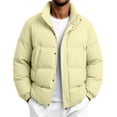 thumbnail image 2 of MYAOYI Mens Quilted Puffer Coat Stand Collar Snap Button Winter Outerwear, 2 of 6
