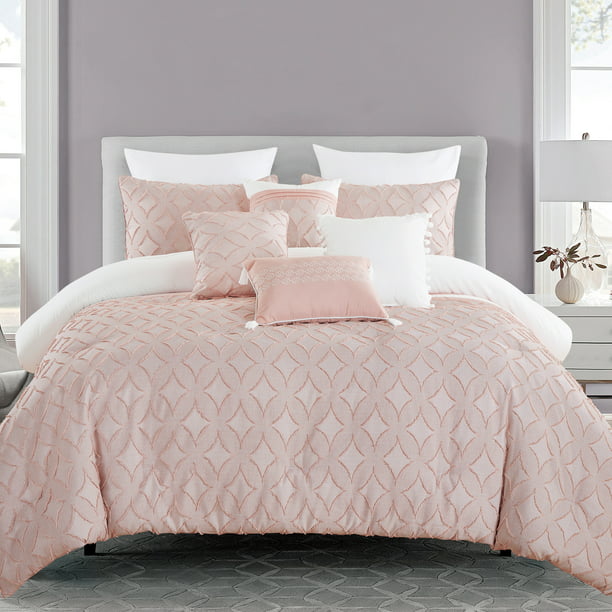 Unique Home 7 Piece Juhi Comforter Set, Twin Bed Comforter Set Pink