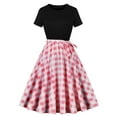 thumbnail image 1 of ameIAEA Women Short Sleeve Crewneck Print Dress A-Line Ruffle Vintage Party Formal Dress, 1 of 4