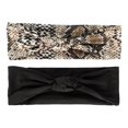 thumbnail image 5 of Wild Primrose by Scunci Knotted Fashion Fabric Turban Headwrap in Black and Animal Print, 2ct, 5 of 8
