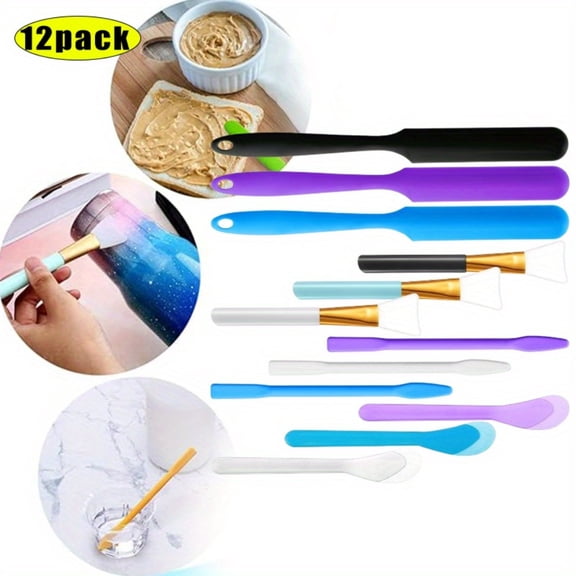 12 Pcs Silicone Stir Sticks Set, for Mixing Resin, Paint, DIY Crafts, Mask