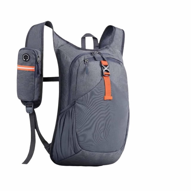 Mochila de senderismo, material de poliéster duradero, ligera, plegable, impermeable, Gris
