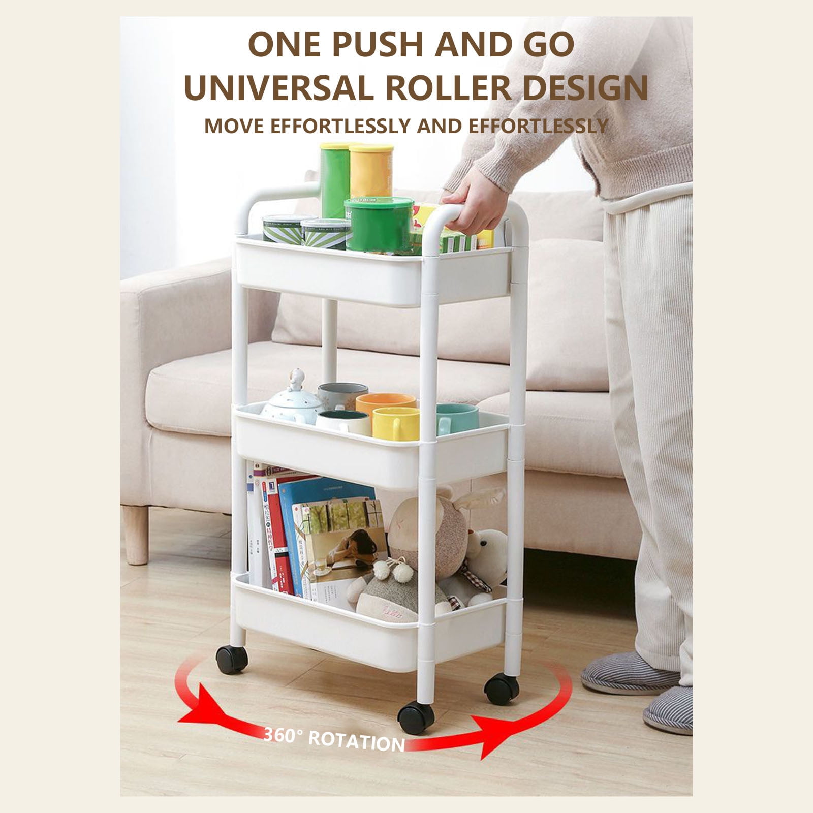 CVLNCYCLING Shower Caddy Shower Organizer Bathroom Shower Shelves,Corner Shower Caddy,3-Tier Rolling Storage Cart with Wheels for Bathroom,Kitchen,Countertop