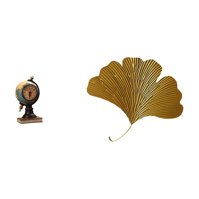 Reloj De Mesa Con Figura De Globo Terráqueo De Ginkgo Moderno, Escultura Artística Para Oficina, Sala De Estar, Dormitorio, Estante, Armario, Chimenea, Decoración De Hotel O Comedor