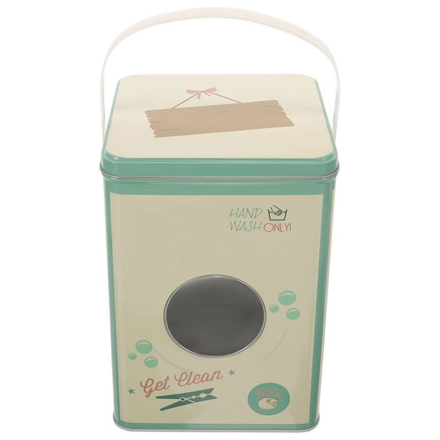 Cubo de detergente para ropa, soporte de almacenamiento de detergente en polvo de hierro, contenedor de detergente reutilizable con tapa