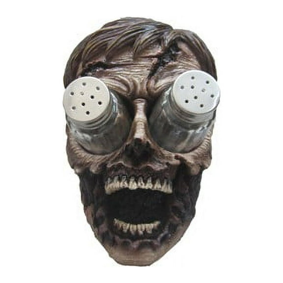 Ebros Zombie Salt and Pepper Shakers Holder Set with Glass Shakers 5.5" H