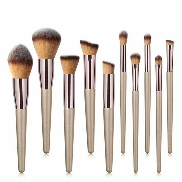 Ensemble de 10 Pinceaux de Maquillage Pinceaux Cosmétiques Pinceaux de Maquillage Cosmétiques Professionnels Outils Pinceaux de Maquillage Cosmétiques Ensemble de Pinceaux de Maquillage Champagne Doré