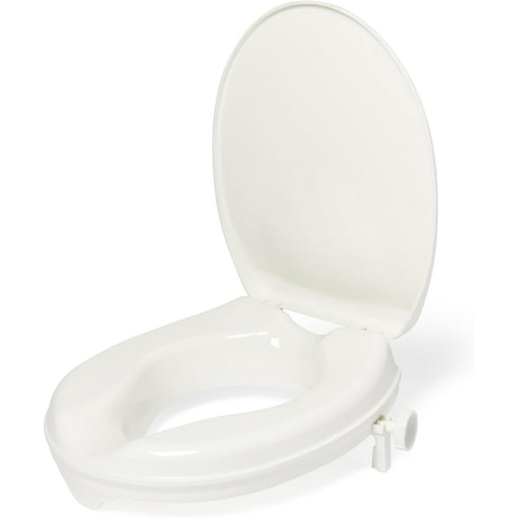 Medline 2" Universal Locking Toilet Seat Riser, Elevated Seat Riser for Standard Toilets, Easy to Install, Secure Fit for Seniors, White