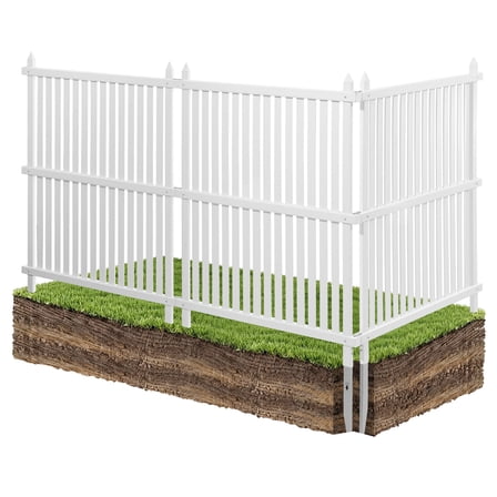 VEVOR 3 Panels Outdoor Privacy Screen, 36 x 45 in Air Conditioner Fence with 19.7 in Ground Stakes, Pool Equipment Enclosure, Strip Vinyl Privacy Fence, Ideal for Trash Can and A/C Units, White