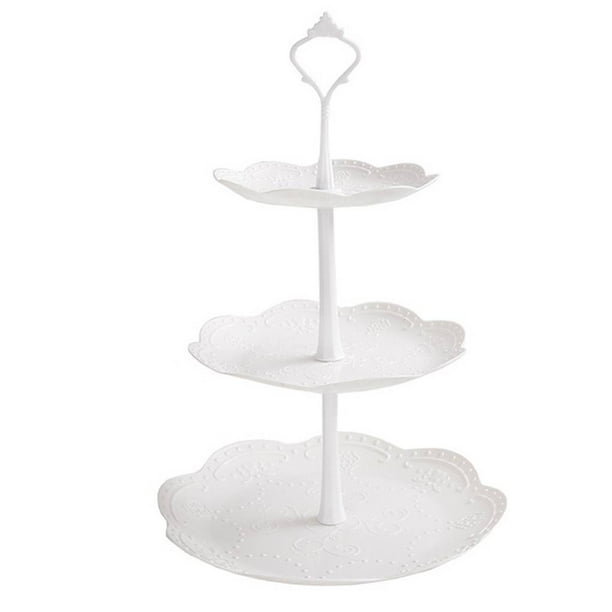 Soporte para tartas de 3 niveles Plato de frutas Soporte para cupcakes PP Postres Frutas Soporte para dulces Soporte Bandeja para servir bodas Eigraketly JJ17649-01