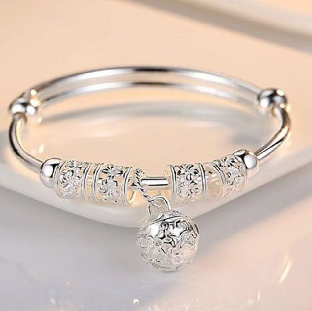 GKNET 925 Women's Sterling Silver Bracelet Filled 13 Dangle Charm Bangle Jewelry