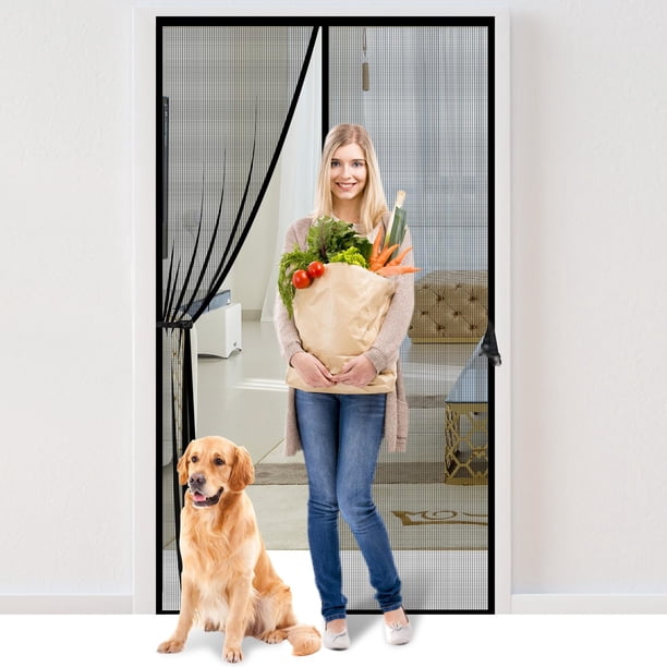 Puerta mosquitera magnética Iduontis 91x210 cm de fibra de vidrio resistente