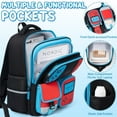 thumbnail image 3 of Kids Backpack for School Boys, 3 PCS Gamer Teen Boys Backpack with Lunch Box & Pencil Case, Blue, 3 of 7