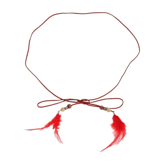 Unique Bargains 1 Pc Adjustable Waist Belt Feather Fringe Waist Cord Red