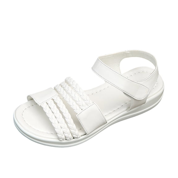 CAICJ98 Wedge Sandals for Women Topic Open Toe Buckle Ankle Strap Espadrilles Flatform Wedge Casual Sandal,White